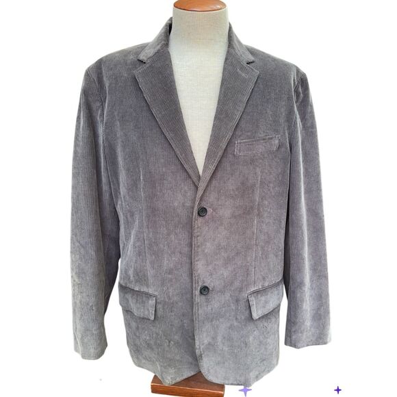 Old Navy Other - Old Navy Corduroy Blazer 2-Button Gray Sz. XL Plaid Lining